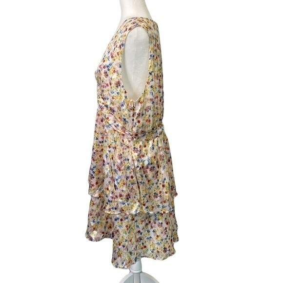Banana Republic Floral Sleeveless Fit & Flare Dress Ruffle Tiered V-Neck Lined - Picture 3 of 15